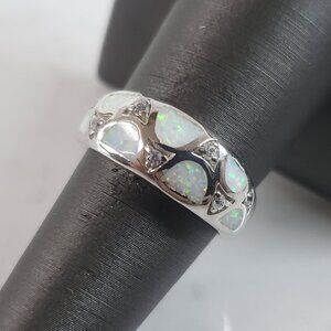 Womens Sterling Silver Modernist Opal Ring 4.9g E2622